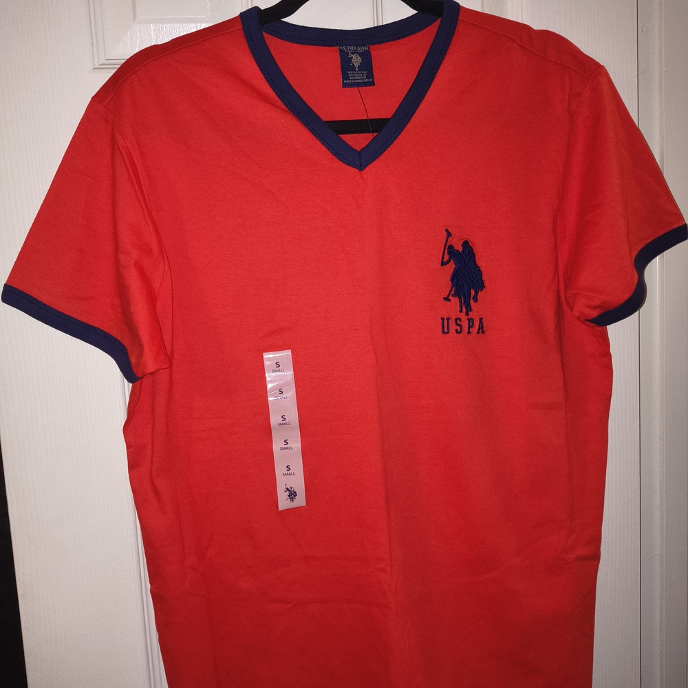 U.S. Polo Assn. Red V-Neck Short Sleeve Tee